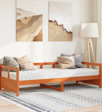 Tagesbett mit Matratze Wachsbraun 80x200 cm Massivholz Kiefer