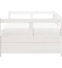 Tagesbett mit Matratze Weiß 90x200 cm Massivholz Kiefer