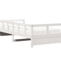 Tagesbett mit Matratze Weiß 90x200 cm Massivholz Kiefer