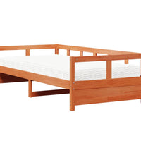 Tagesbett mit Matratze Wachsbraun 90x200 cm Massivholz Kiefer