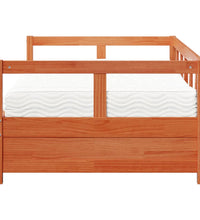 Tagesbett mit Matratze Wachsbraun 90x190 cm Massivholz Kiefer