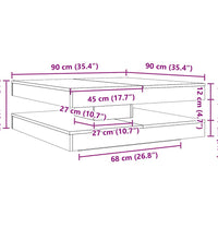 Couchtisch 360-Grad Drehbar Weiß 90x90x34,5 cm