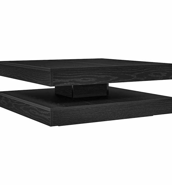 Couchtisch 360-Grad Drehbar Schwarz Eichen-Optik 90x90x34,5 cm