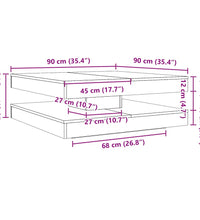 Couchtisch 360-Grad Drehbar Artisan-Eiche 90x90x34,5 cm