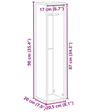 Badezimmerschrank mit Rollenhalter Schwarz 20,5x20x90 cm