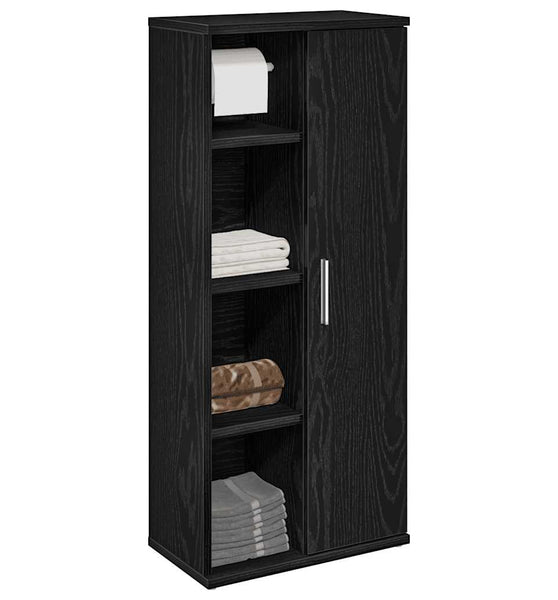 Badezimmerschrank mit Rollenhalter Schwarz 39x22x90 cm