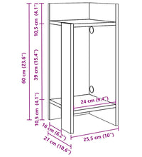 Beistelltisch mit Ablage Weiß 25,5x27x60 cm