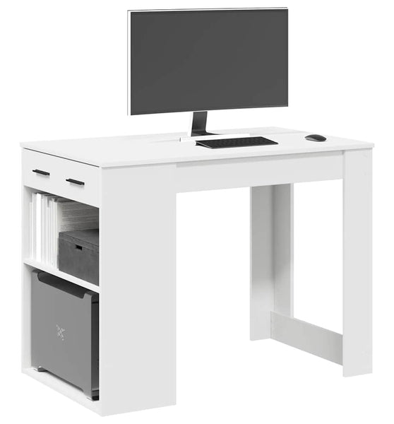 Schreibtisch mit Schubladen und Ablage Weiß 102x62x77,5 cm