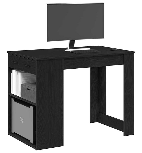 Schreibtisch mit Schubladen und Ablage Schwarz Eichen-Optik