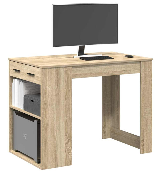 Schreibtisch mit Schubladen Ablage Sonoma-Eiche 102x62x77,5 cm
