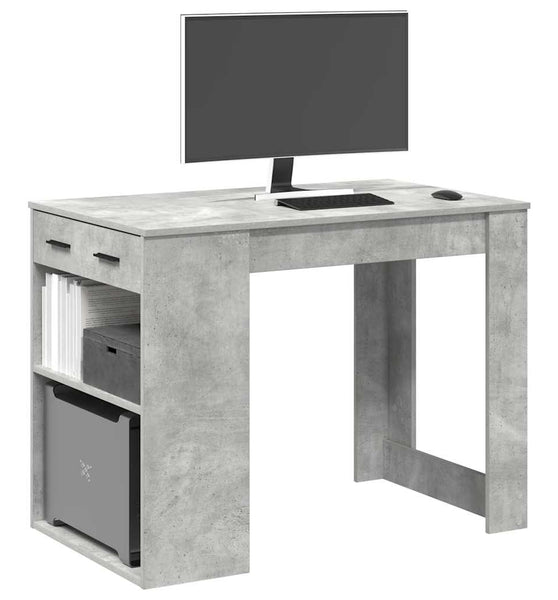 Schreibtisch mit Schubladen und Ablage Betongrau 102x62x77,5 cm