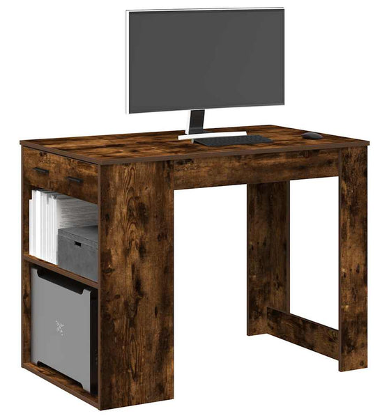 Schreibtisch mit Schubladen Ablage Räuchereiche 102x62x77,5 cm