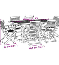 7-tlg. Garten-Essgruppe 180x90x75 cm Massivholz Akazie