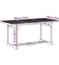7-tlg. Garten-Essgruppe 180x90x75 cm Massivholz Akazie