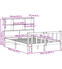 Massivholzbett mit Regal ohne Matratze 140x190 cm Kiefernholz