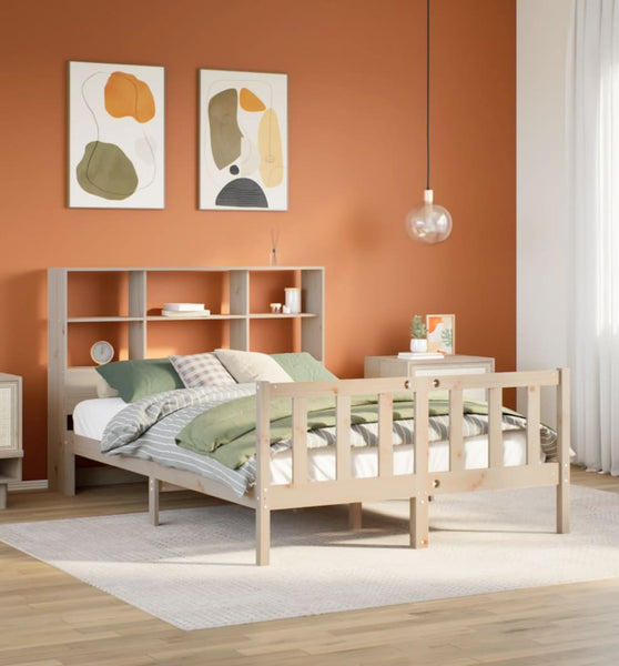 Massivholzbett mit Regal ohne Matratze 140x190 cm Kiefernholz