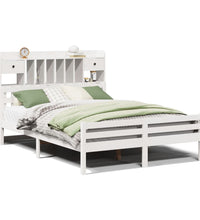 Massivholzbett mit Regal ohne Matratze Weiß 160x200 cm Kiefer