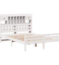 Massivholzbett mit Regal ohne Matratze Weiß 160x200 cm Kiefer