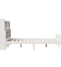 Massivholzbett mit Regal ohne Matratze Weiß 160x200 cm Kiefer
