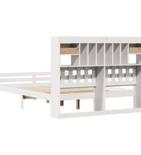 Massivholzbett mit Regal ohne Matratze Weiß 160x200 cm Kiefer