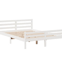 Massivholzbett mit Regal ohne Matratze Weiß 160x200 cm Kiefer