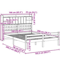Massivholzbett mit Regal ohne Matratze Weiß 160x200 cm Kiefer
