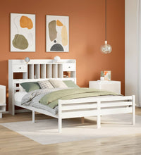 Massivholzbett mit Regal ohne Matratze Weiß 160x200 cm Kiefer