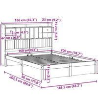 Massivholzbett mit Regal ohne Matratze 160x200 cm Kiefer
