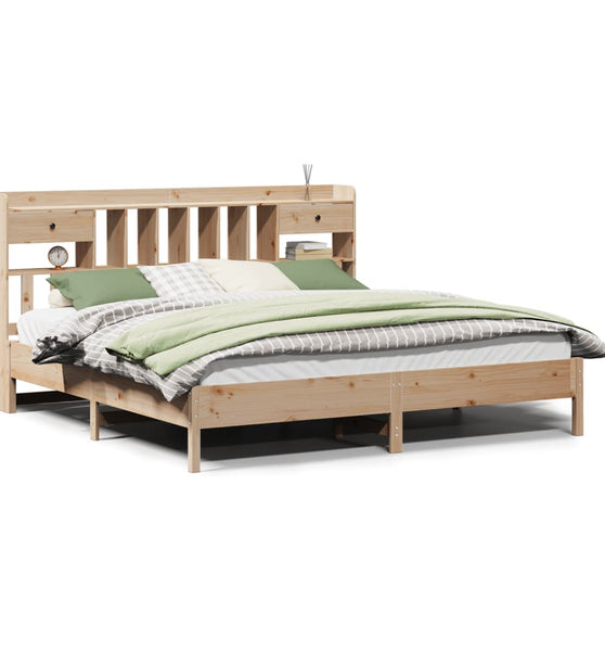 Massivholzbett mit Regal ohne Matratze 180x200 cm Kiefer