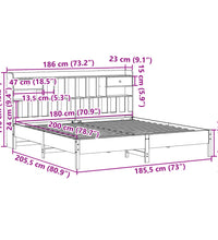 Massivholzbett mit Regal ohne Matratze 180x200 cm Kiefer