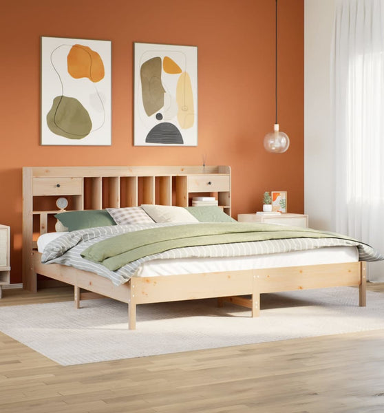 Massivholzbett mit Regal ohne Matratze 180x200 cm Kiefer