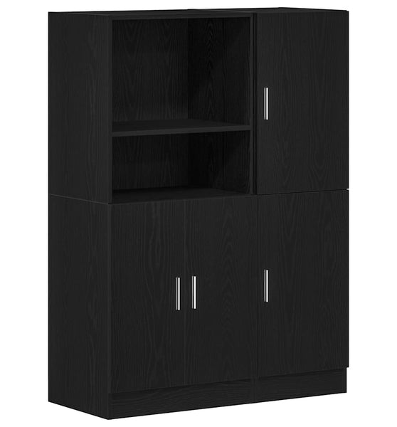 2-tlg. Küchenschrank-Set Schwarz Holzwerkstoff