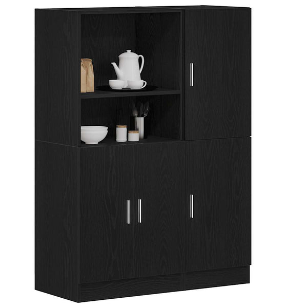 2-tlg. Küchenschrank-Set Schwarz Holzwerkstoff