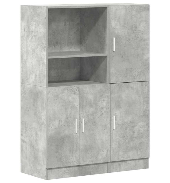 2-tlg. Küchenschrank-Set Betongrau Holzwerkstoff