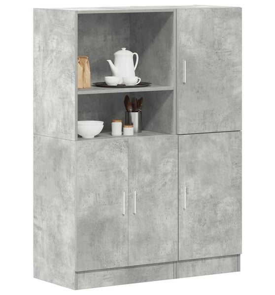 2-tlg. Küchenschrank-Set Betongrau Holzwerkstoff