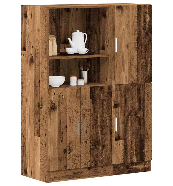 2-tlg. Küchenschrank-Set Altholz-Optik Holzwerkstoff