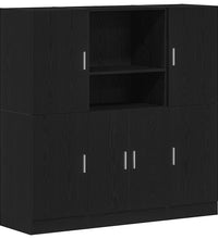 3-tlg. Küchenschrank-Set Schwarz Holzwerkstoff