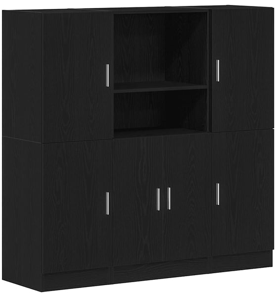 3-tlg. Küchenschrank-Set Schwarz Holzwerkstoff
