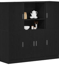 3-tlg. Küchenschrank-Set Schwarz Holzwerkstoff