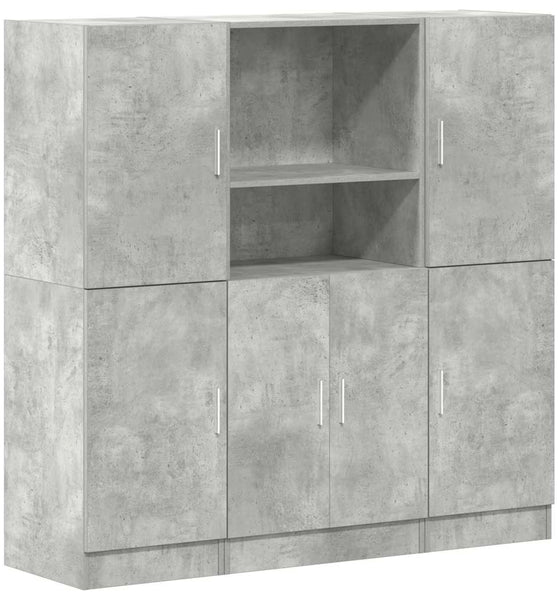 3-tlg. Küchenschrank-Set Betongrau Holzwerkstoff
