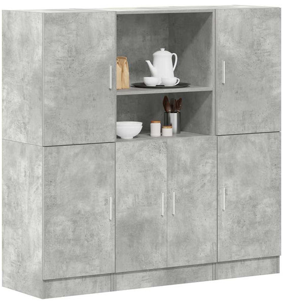 3-tlg. Küchenschrank-Set Betongrau Holzwerkstoff