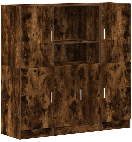 3-tlg. Küchenschrank-Set Räuchereiche Holzwerkstoff