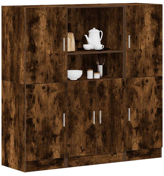3-tlg. Küchenschrank-Set Räuchereiche Holzwerkstoff