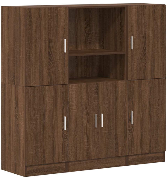 3-tlg. Küchenschrank-Set Braun Eichen-Optik Holzwerkstoff