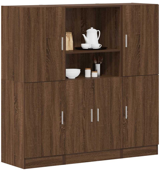 3-tlg. Küchenschrank-Set Braun Eichen-Optik Holzwerkstoff