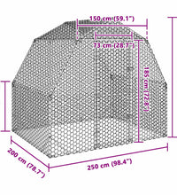 Hühnerstall 2,5x2x2,25 m Verzinkter Stahl