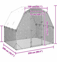 Hühnerstall mit Dach 2,5x2x2,25 m Verzinkter Stahl