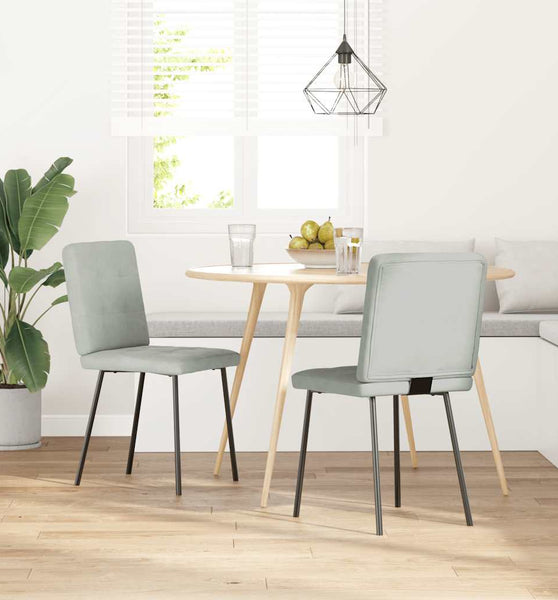 Esszimmerstühle 2 Stk. Hellgrau Samt