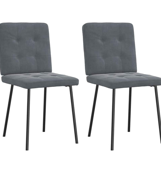 Esszimmerstühle 2 Stk. Dunkelgrau Samt