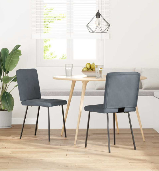 Esszimmerstühle 2 Stk. Dunkelgrau Samt